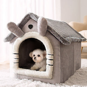 Small Dog House Bed Portable Cat Removable Cushion Cave, Foldable Pets Puppy Kitten Rabbit