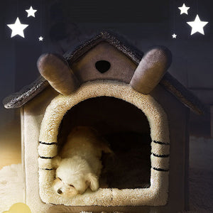 Small Dog House Bed Portable Cat Removable Cushion Cave, Foldable Pets Puppy Kitten Rabbit