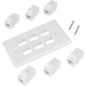 Ethernet Wall Plate 6 Port Cat6 Cable Adapter