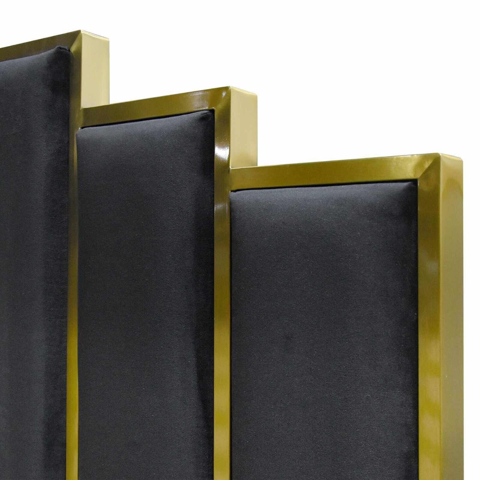 Alpha King Black Velvet Gas Lift Storage Bedframe Golden Frame