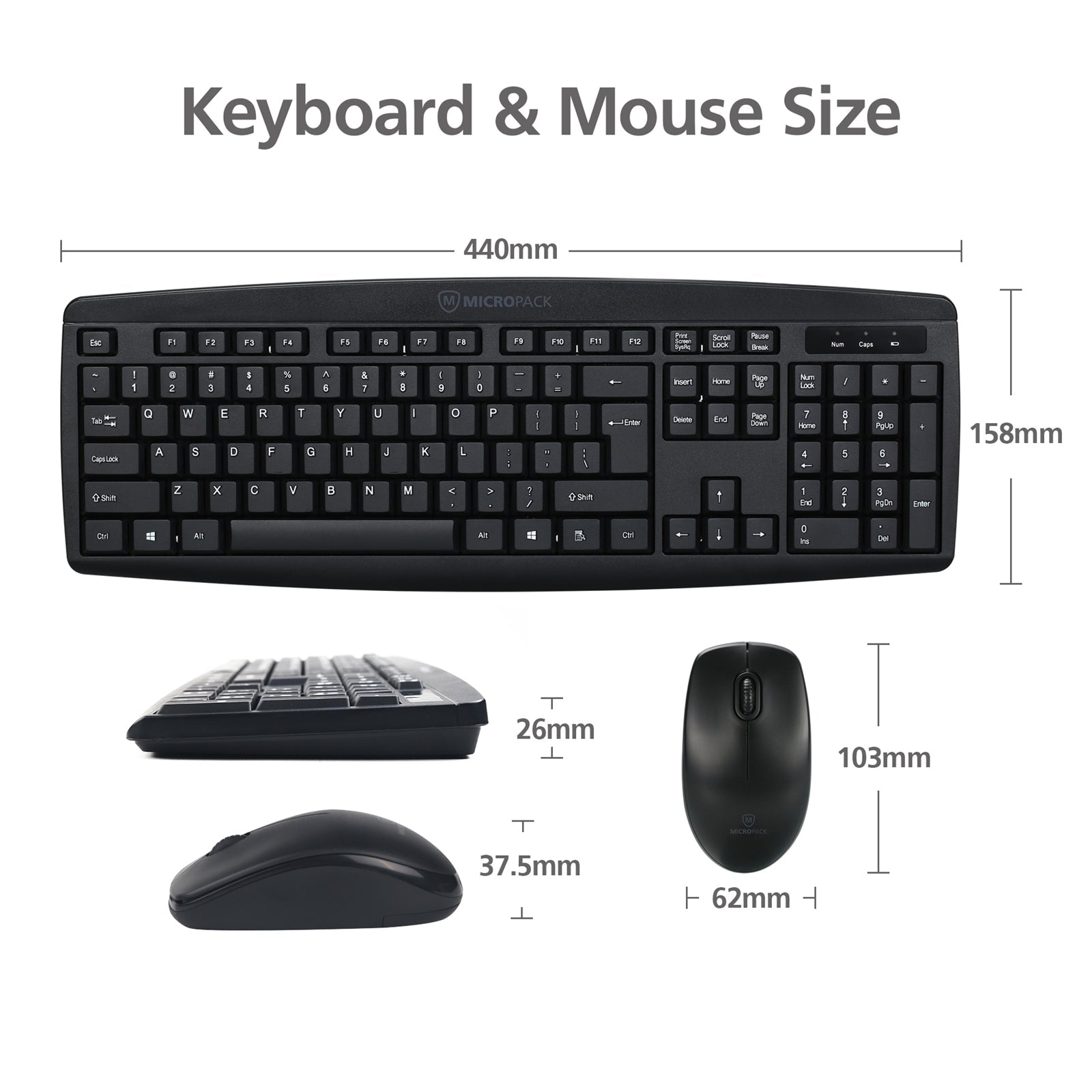 Mouse Keyboard Desktop Computer Pc Laptop Wired Combination Interface Black