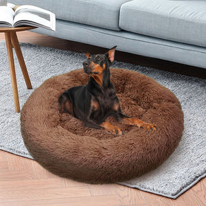 Pet Dog Bedding Warm Plush Round Comfortable Nest Sleeping Kennel Coffee M 70Cm