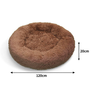 Pawfriends Pet Dog Bed Bedding Warm Plush Round Soft Nest Light Coffee Xxl 120Cm