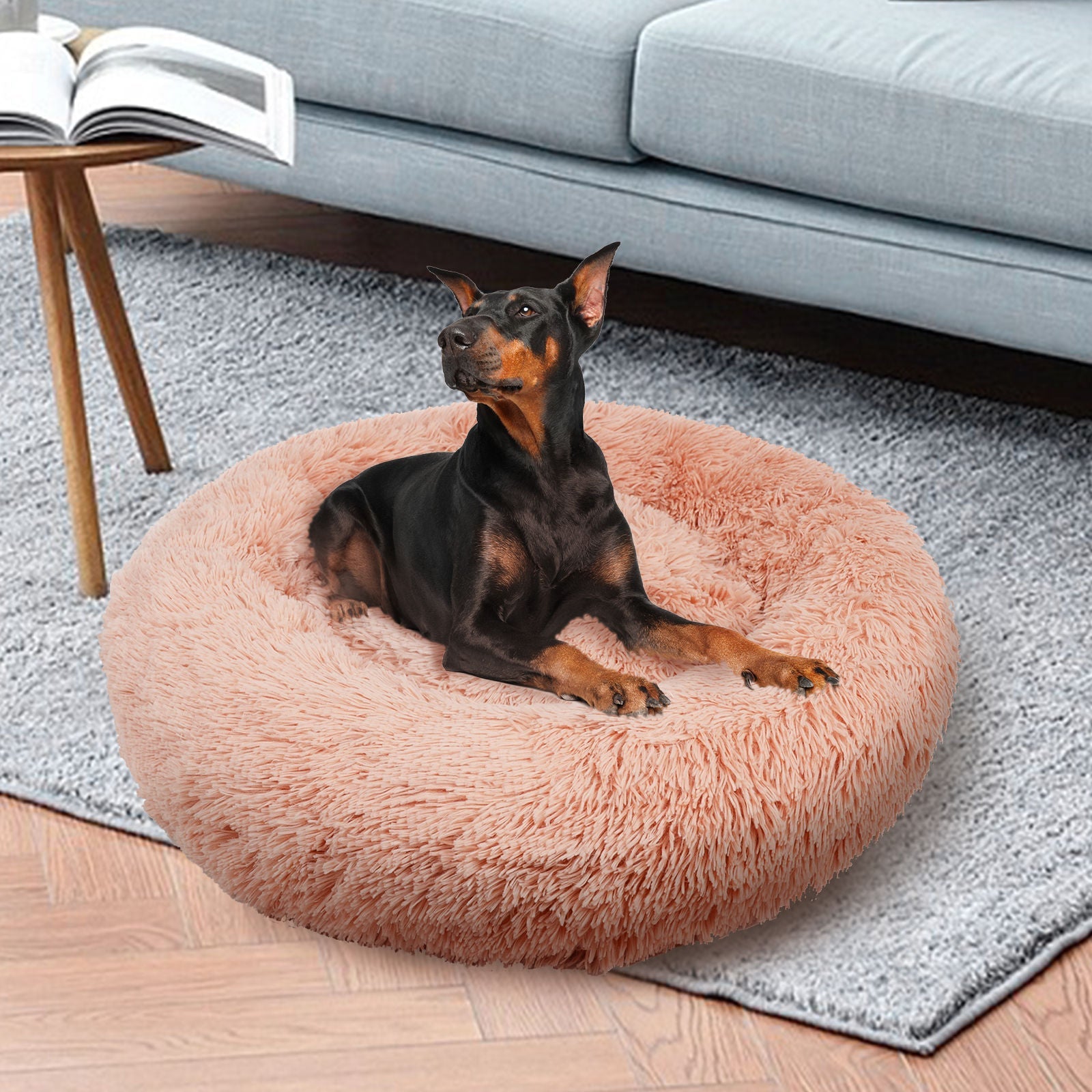 Pet Dog Bedding Warm Plush Round Comfortable Nest Comfy Sleep Kennel Pink M 70Cm