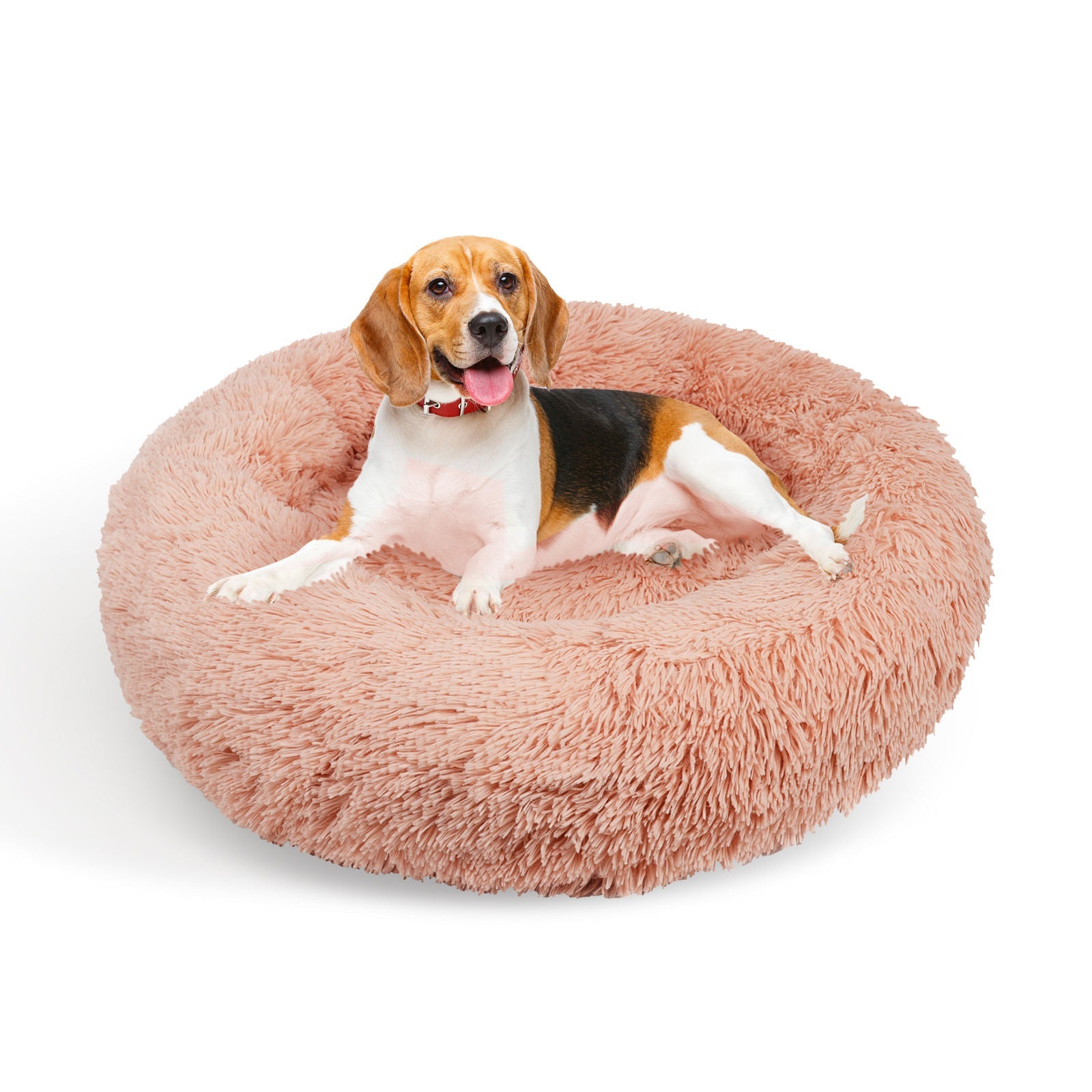 Pet Dog Bedding Warm Plush Round Comfortable Nest Comfy Sleep Kennel Pink Xl 100