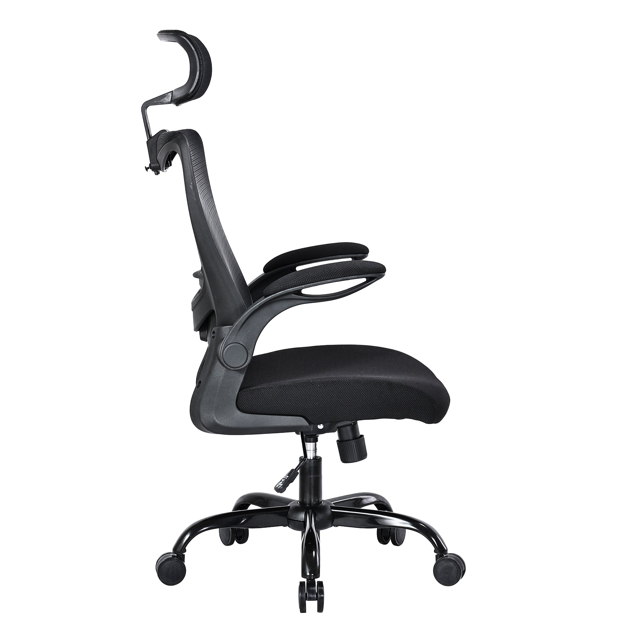 Mona Ergonomic High Back Flipped Armrest Task Chair In Black