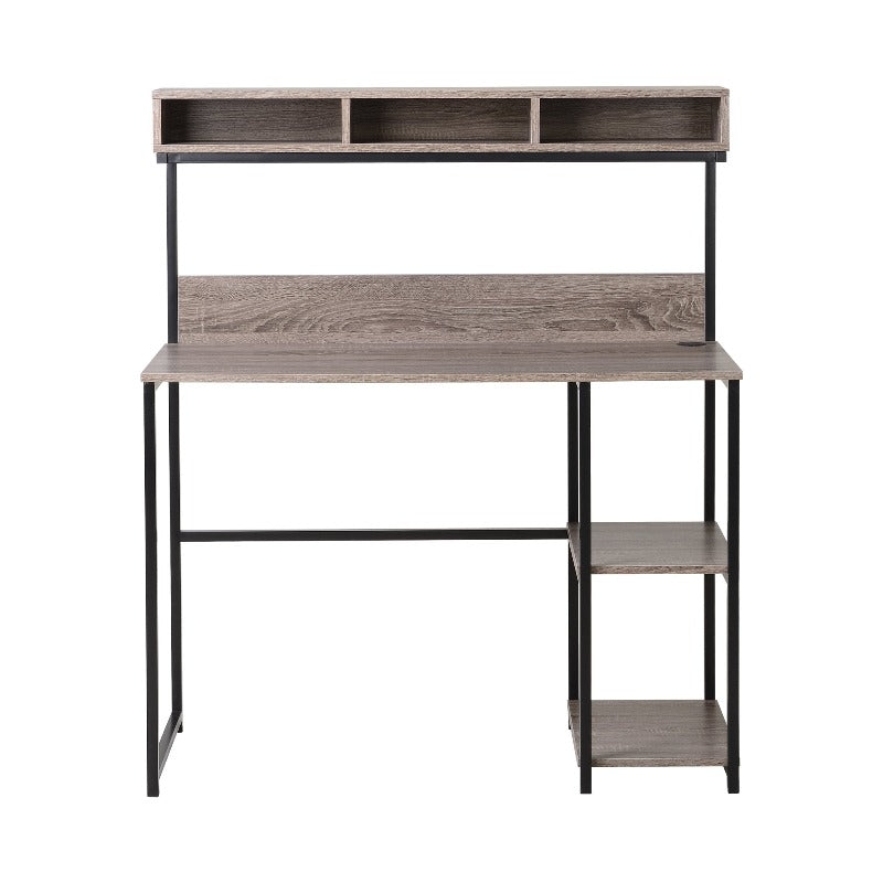 Computer Desk With Hutch In Greyish Brown