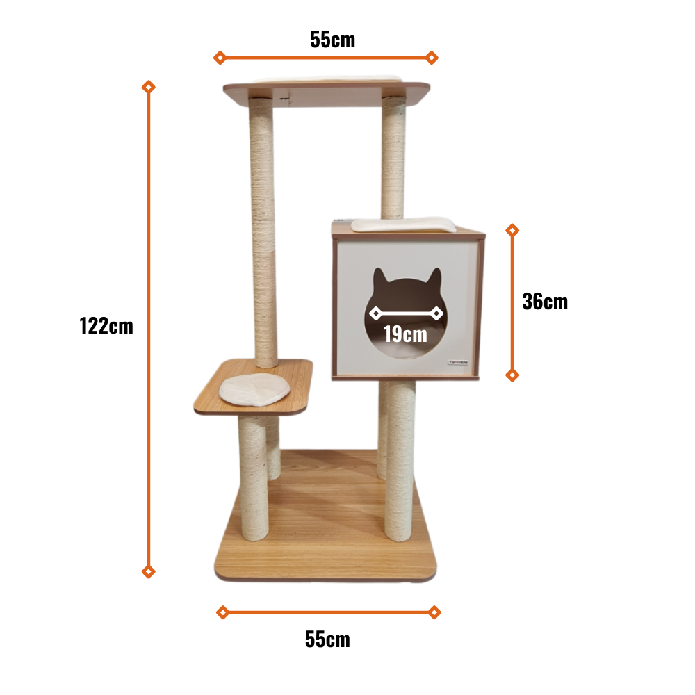 Petwiz 122Cm Premium Wooden Laminate Sisal Post Cat Scratching Tree