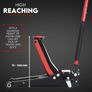 Fiernero Hydraulic Floor Jack 3T Trolley Low Profile Car Track Quick Lifting 75-500Mm