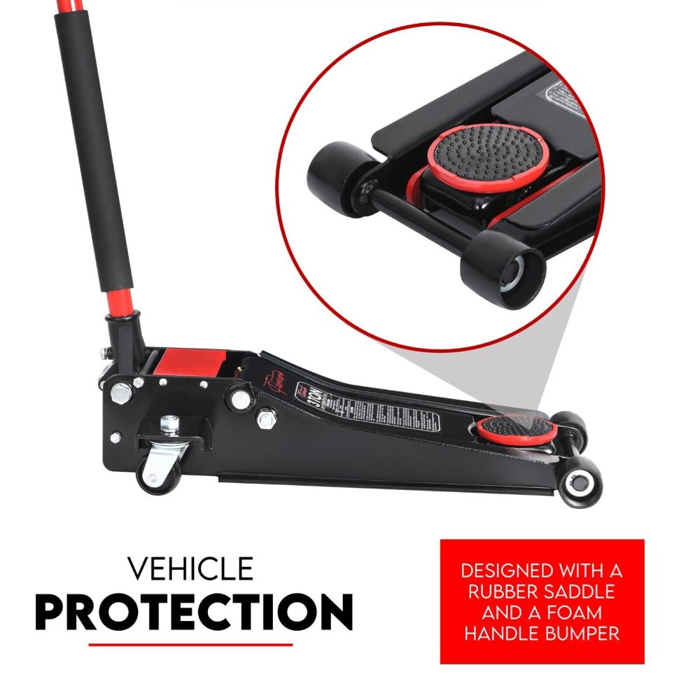 Fiernero Hydraulic Floor Jack 3T Trolley Low Profile Car Track Quick Lifting 75-500Mm