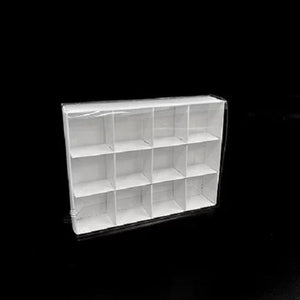 100 Pack Of White Card Chocolate Sweet Soap Product Reatail Gift Box - 12 Bay 4X4x3cm Compartments Clear Slide On Lid 16