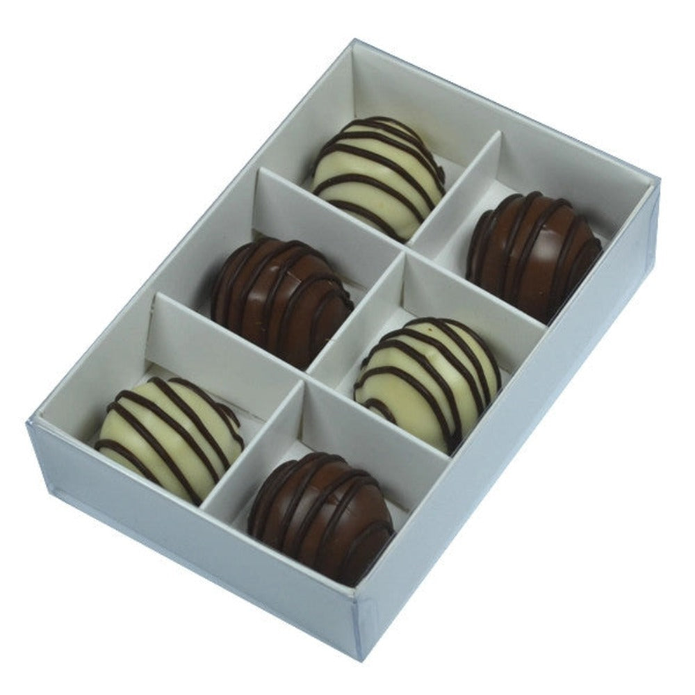 100 Pack Of White Card Chocolate Sweet Soap Product Reatail Gift Box - 6 Bay Compartments Clear Slide On Lid 12X8x3cm