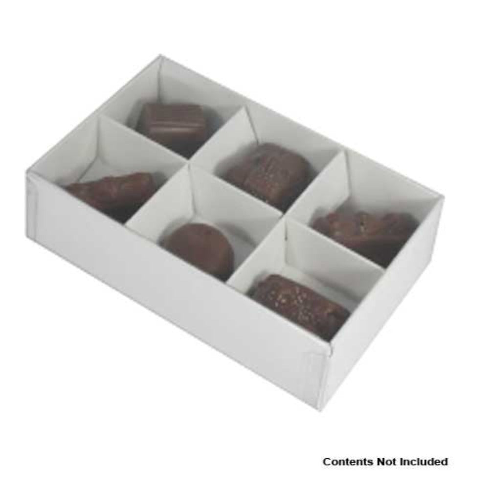 100 Pack Of White Card Chocolate Sweet Soap Product Reatail Gift Box - 6 Bay Compartments Clear Slide On Lid 12X8x3cm