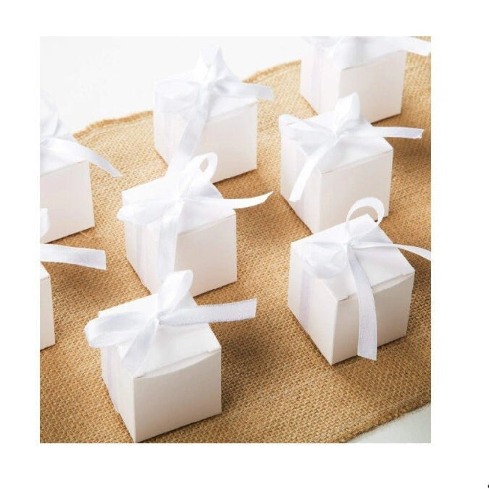 100 Pack Of White 5Cm Square Cube Card Gift Box - Folding Packaging Small Rectangle/Square Boxes For Wedding Jewelry Par