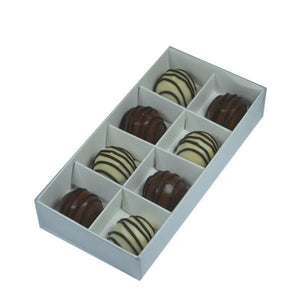 50 Pack Of White Card Chocolate Sweet Soap Product Reatail Gift Box - 8 Bay 3Cm Compartments Clear Slide On Lid 16X8x3cm