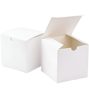 50 Pack Of White 8X8x8cm Square Cube Card Gift Box - Folding Packaging Small Rectangle/Square Boxes For Wedding Jewelry