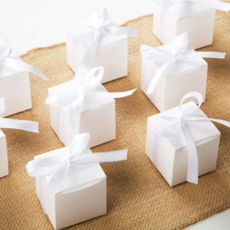 50 Pack Of White 8X8x8cm Square Cube Card Gift Box - Folding Packaging Small Rectangle/Square Boxes For Wedding Jewelry