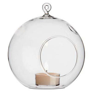 24 Bulk Buy Of Hanging Clear Glass Ball Tealight Candle Holder - 8Cm Diameter / High Wedding Globe Decoration Terrarium