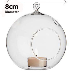 24 Bulk Buy Of Hanging Clear Glass Ball Tealight Candle Holder - 8Cm Diameter / High Wedding Globe Decoration Terrarium