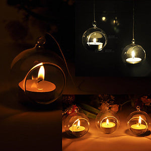 24 Bulk Buy Of Hanging Clear Glass Ball Tealight Candle Holder - 8Cm Diameter / High Wedding Globe Decoration Terrarium