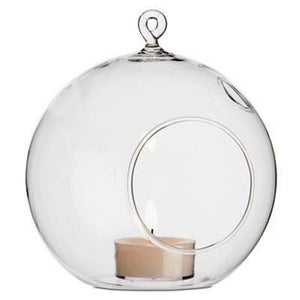 50 X Wholesale Lot Of Hanging Clear Glass Ball Tealight Candle Holder - 8Cm Diameter / High Wedding Globe Decoration Ter