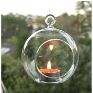 50 X Wholesale Lot Of Hanging Clear Glass Ball Tealight Candle Holder - 8Cm Diameter / High Wedding Globe Decoration Ter