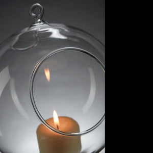 50 X Wholesale Lot Of Hanging Clear Glass Ball Tealight Candle Holder - 8Cm Diameter / High Wedding Globe Decoration Ter