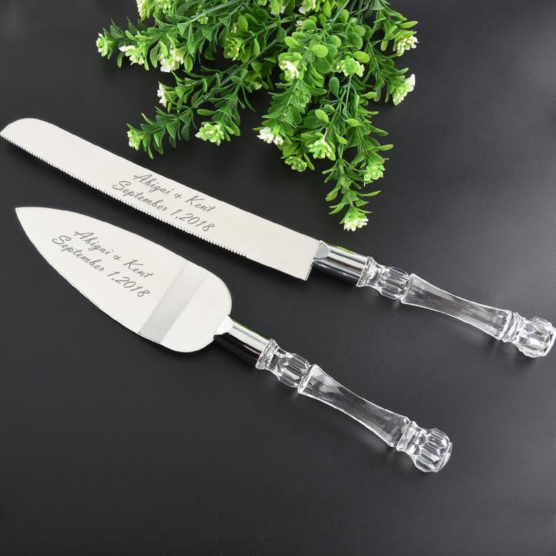 Cutting Cake Knife And Silver Blade Server Set Wedding Anniversary Engagement Birthday Party Gift Boxed