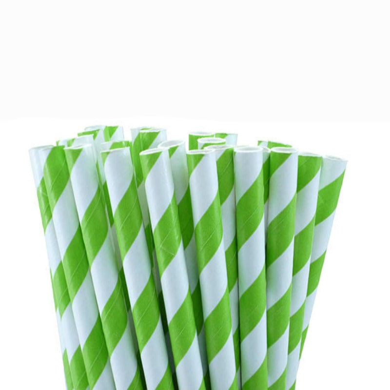 200 Pack Green White Drinking Straws Biodegradable Eco Paper Birthday Party Event Bistro Bar Cafe Take Away