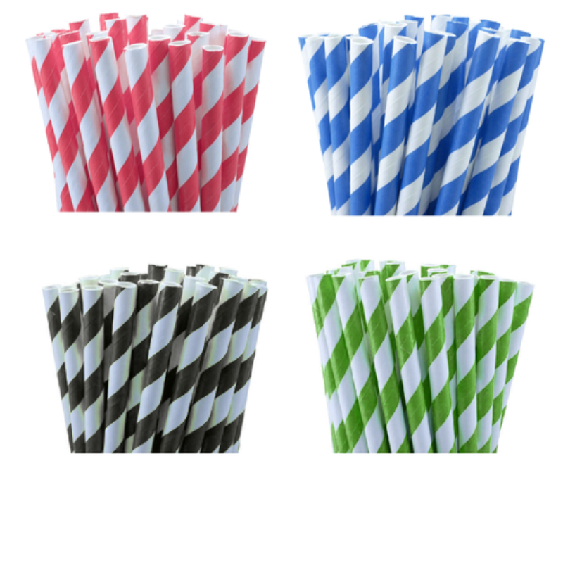 200 Pack Green White Drinking Straws Biodegradable Eco Paper Birthday Party Event Bistro Bar Cafe Take Away