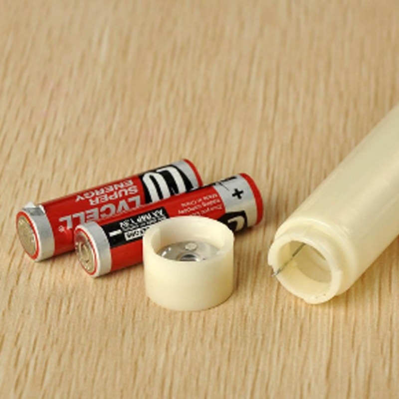 50 Pack Taper Stick White Battery Candle - Natural Flame Light Colour No Flicker Gold Stand Base