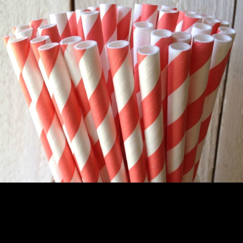 200 Pack Red White Drinking Straws Biodegradable Eco Paper Birthday Party Event Bistro Bar Cafe Take Away