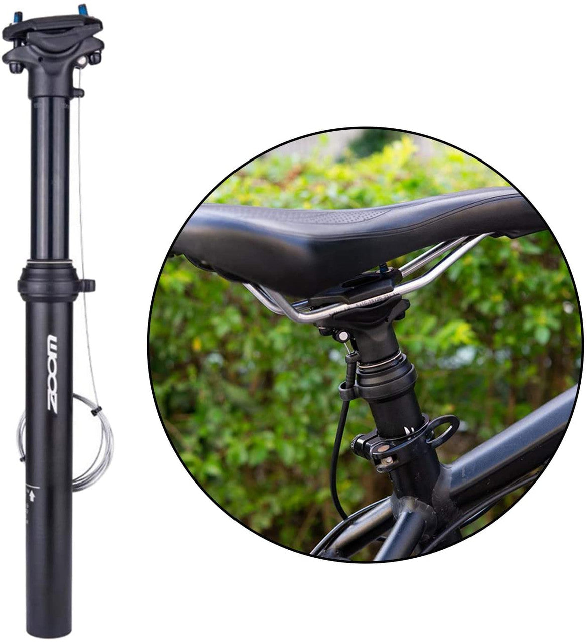 Zoom Spd-801 Dropper Seatpost Adjustable Height Via Thumb Remote Lever External Cable 31.6 Diameter 100Mm Travel