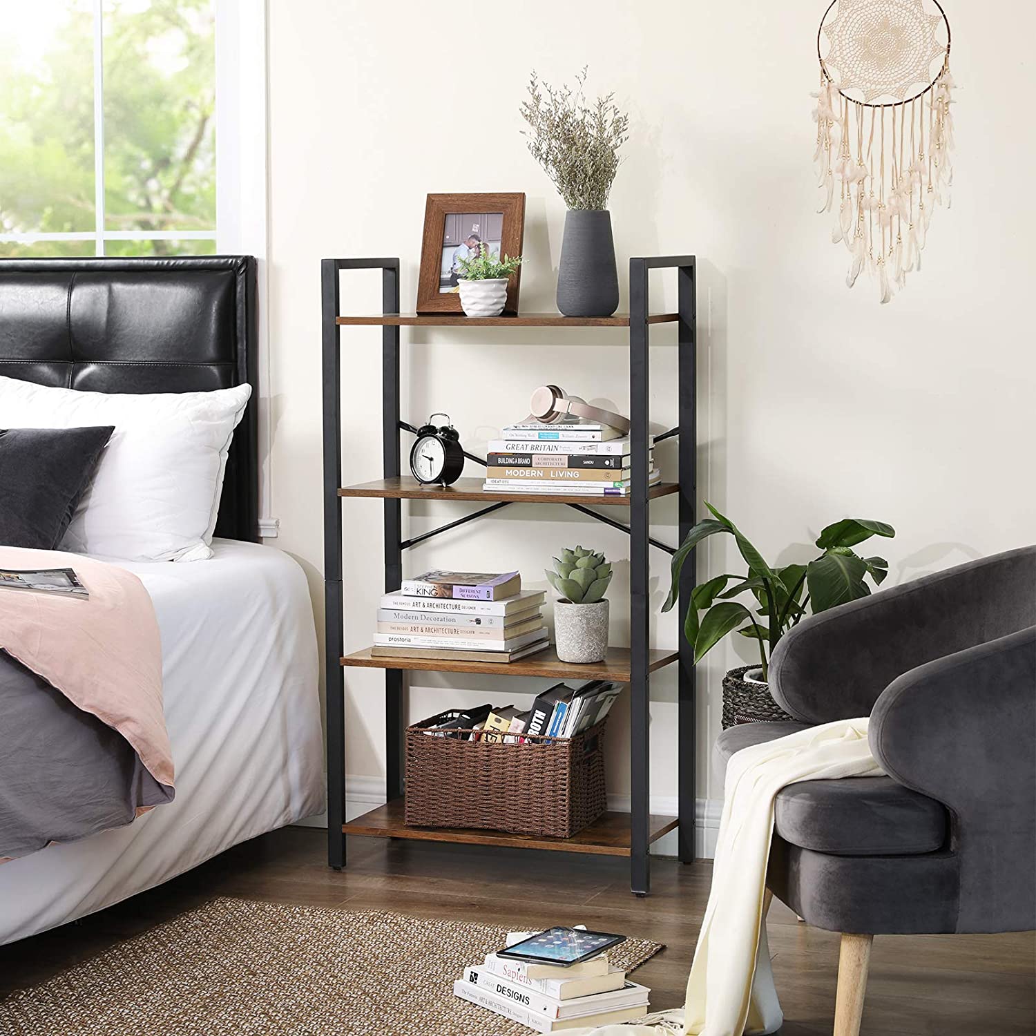 Vasagle 4-Tier Industrial Ladder Shelf Living Room Bookcase