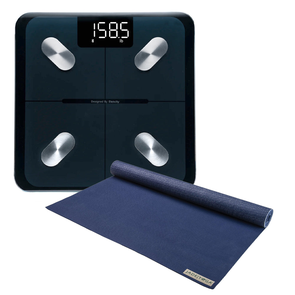 Jade Yoga Voyager Mat - Midnight & Etekcity Scale For Body Weight And Fat Percentage Black Bundle