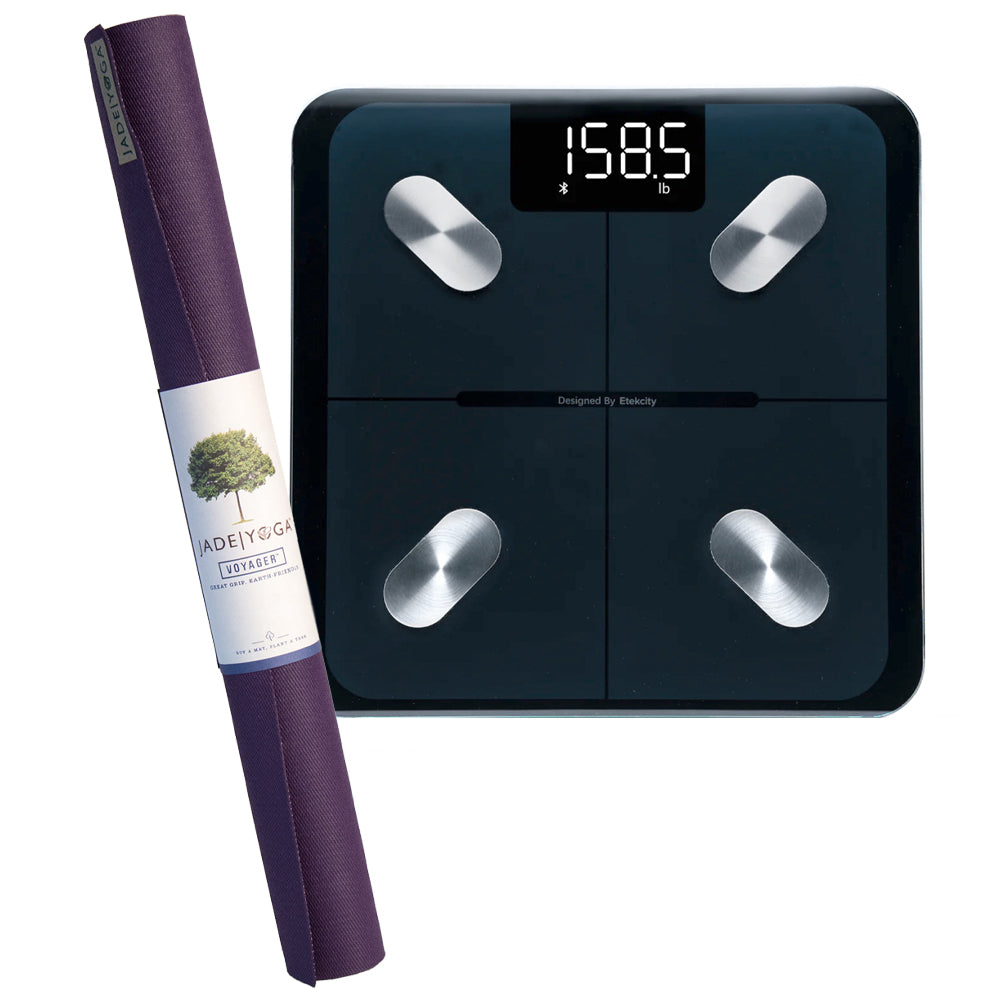 Jade Yoga Voyager Mat - Purple & Etekcity Scale For Body Weight And Fat Percentage Black Bundle