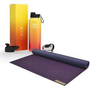 Jade Yoga Voyager Mat - Purple & Iron Flask Wide Mouth Bottle With Spout Lid Fire 32Oz/950Ml Bundle