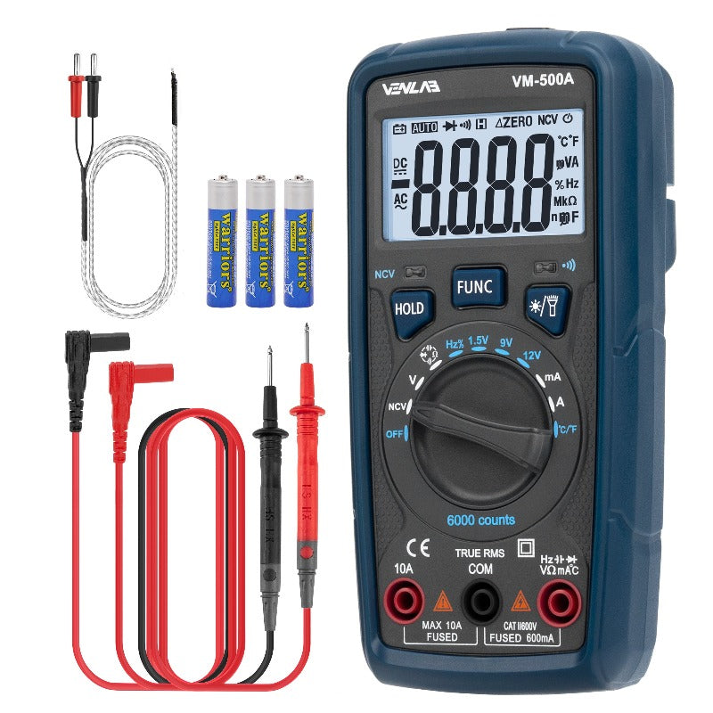 Venlab Digital Multimeter Vm500a Trms 6000 Counts Volt Ohm Amp Continuity Meter