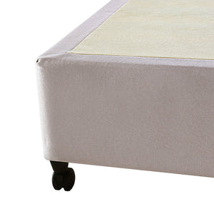 Mattress Base Ensemble Double Size Solid Wooden Slat In Beige With Removable Cover