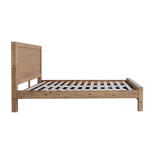 4 Pieces Bedroom Suite In Solid Wood Veneered Acacia Construction Timber Slat King Single Size Oak Colour Bed, Bedside T