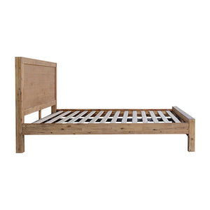 4 Pieces Bedroom Suite In Solid Wood Veneered Acacia Construction Timber Slat King Single Size Oak Colour Bed, Bedside T