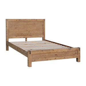 4 Pieces Bedroom Suite In Solid Wood Veneered Acacia Construction Timber Slat King Single Size Oak Colour Bed, Bedside T