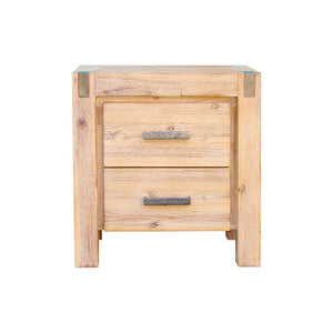 4 Pieces Bedroom Suite In Solid Wood Veneered Acacia Construction Timber Slat Single Size Oak Colour Bed, Bedside Table