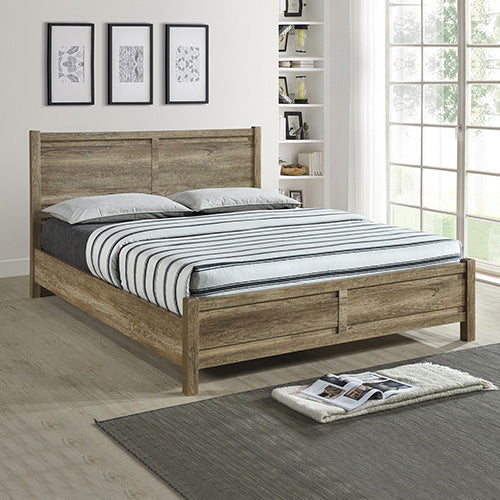 Queen Size Bed Frame Natural Wood Like Mdf In Oak Colour