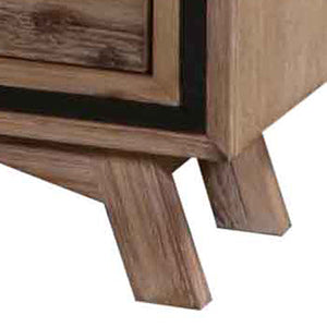 Bedside Table 2 Drawer Night Stand With Solid Acacia Storage In Sliver Brush Colour