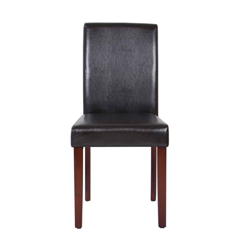 Melbournians Furniture 2X Wooden Frame Brown Leatherette Dining Chairs With Solid Pine Legs