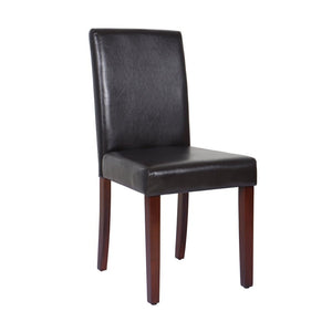 Melbournians Furniture 2X Wooden Frame Brown Leatherette Dining Chairs With Solid Pine Legs