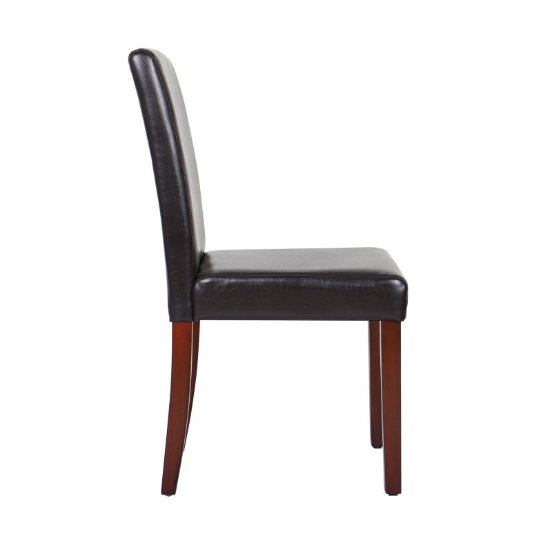 Melbournians Furniture 2X Wooden Frame Brown Leatherette Dining Chairs With Solid Pine Legs