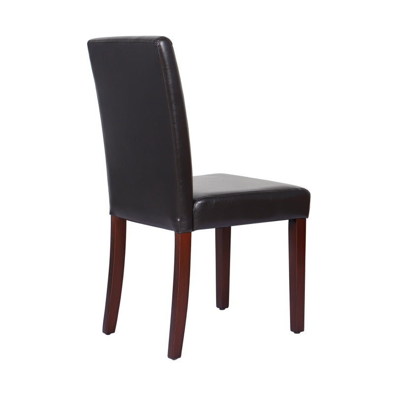 Melbournians Furniture 2X Wooden Frame Brown Leatherette Dining Chairs With Solid Pine Legs