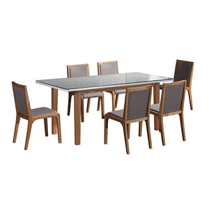 7 Pieces Dining Suite Table & 6X Chairs In White Top High Glossy Wooden Base